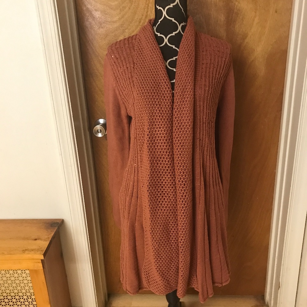 Soft Surroundings rust sequins cardigan